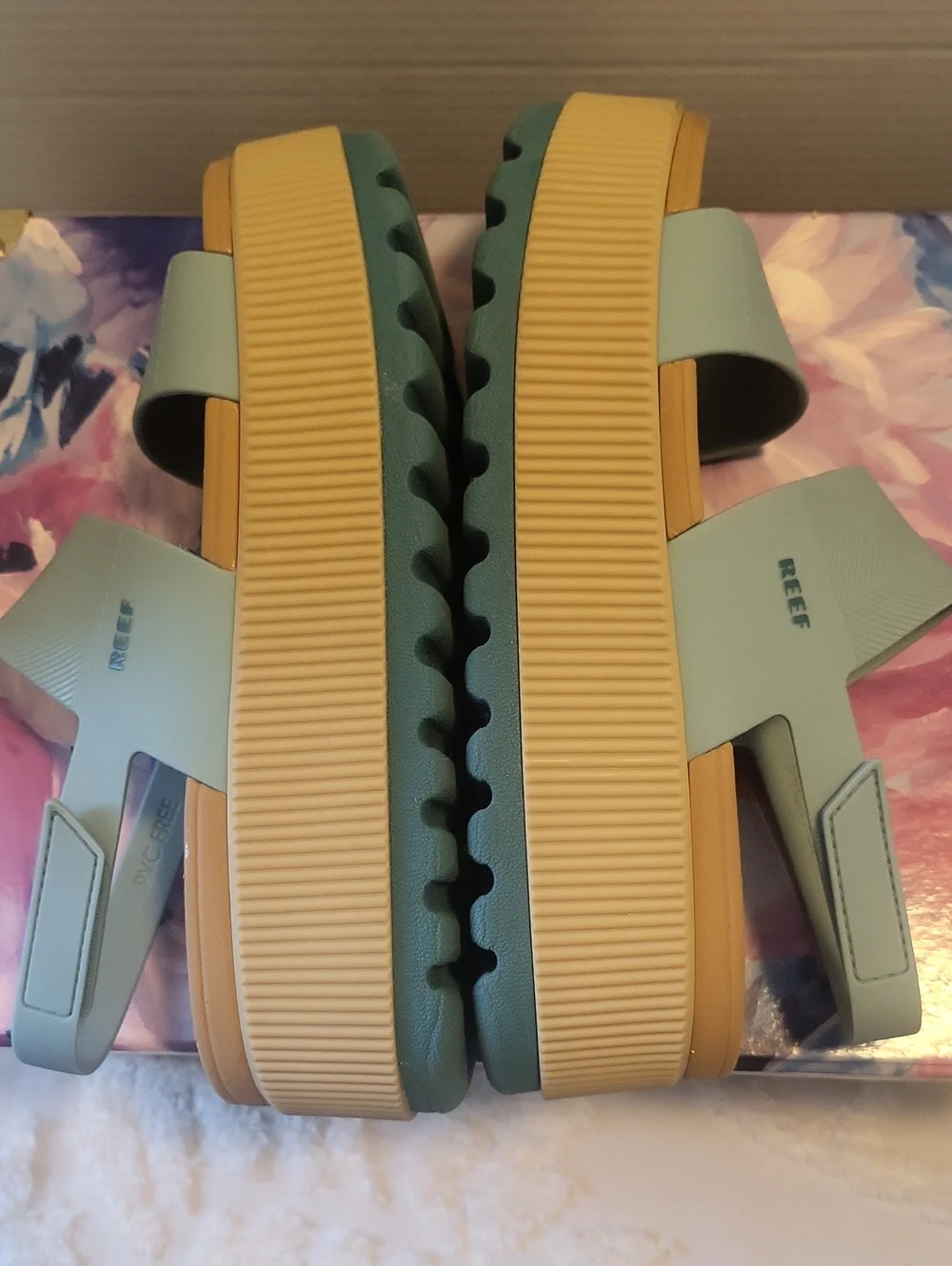 Reef Blue Platform Slingback Sandals WO's Size 9